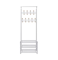 vidaXL Clothes Rack with Shoe Storage 26.8"x12.6"x71.9" White