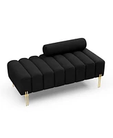 Simplie Fun Modern Sherpa Upholstered End-of-Bed Bench with Gold Legs