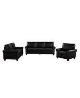 Streamdale Furniture Living Room Sofa With Storage Sofa 1+2+3 Sectional Black Faux Leather