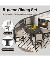 Streamdale Furniture 5-Piece Dining Set Extendable Round Table And 4 Upholstered Chairs Farmhouse Dining Set