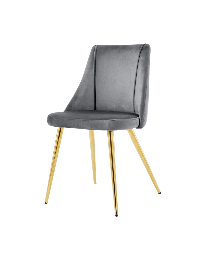 Simplie Fun Set of 4 Modern Grey Velvet Dining Chairs with Gold Legs