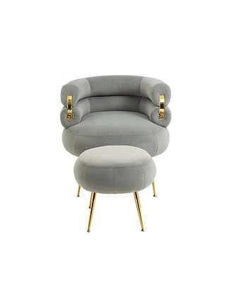 Simplie Fun Modern Velvet Accent Chair with Metal Frame