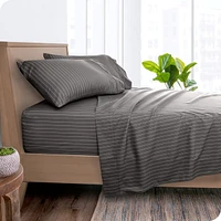 Bare Home Ultra-Soft Double Brushed Print Sheet Set - Pinstripe