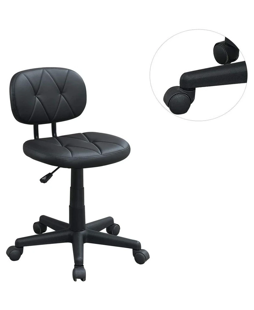 Simplie Fun Modern 1 Piece Office Chair Black Tufted Design Upholstered Chairs With Wheels