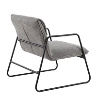 Simplie Fun Casper Industrial Arm Chair In Black Steel And Grey Noise Fabric