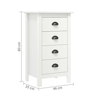 vidaXL Sideboard Hill White 18.1"x13.8"x31.5" Solid Pine Wood