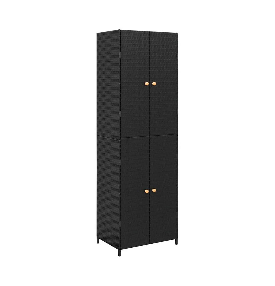 vidaXL Garden Storage Cabinet Black 23.2"x15.7"x70.9" Poly Rattan