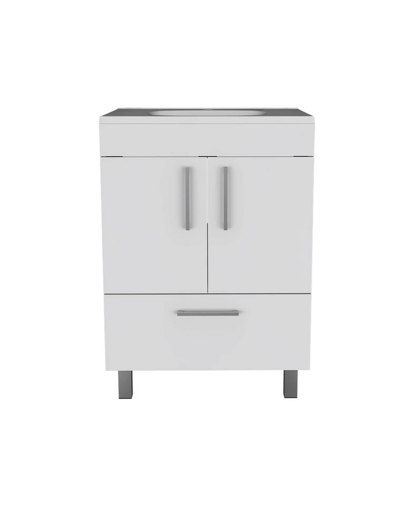 Simplie Fun Clifton 2-Door Rectangle Single Bathroom Vanity White