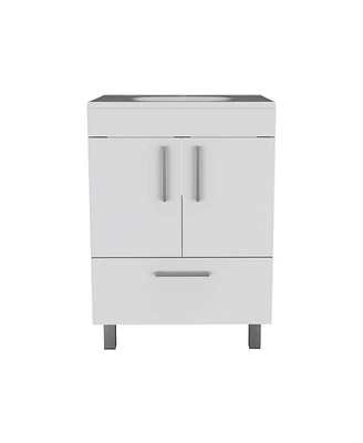 Simplie Fun Clifton 2-Door Rectangle Single Bathroom Vanity White