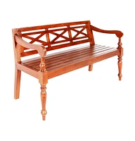 vidaXL Batavia Bench 53.5" Solid Mahogany Wood Dark Brown