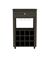 Simplie Fun Ambler 1-Drawer 12-Bottle Wine Cabinet Carbon Espresso