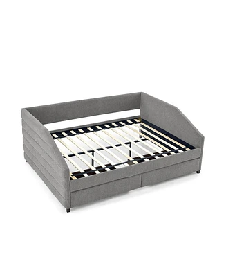 Simplie Fun Queen Size Upholstered Daybed with Trundle, Grey