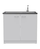 Simplie Fun Brookline Rectangle 2-Door Utility Sink And Cabinet White