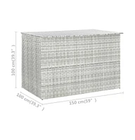 vidaXL Patio Storage Box Light Gray 59.1"x39.4"x39.4" Poly Rattan