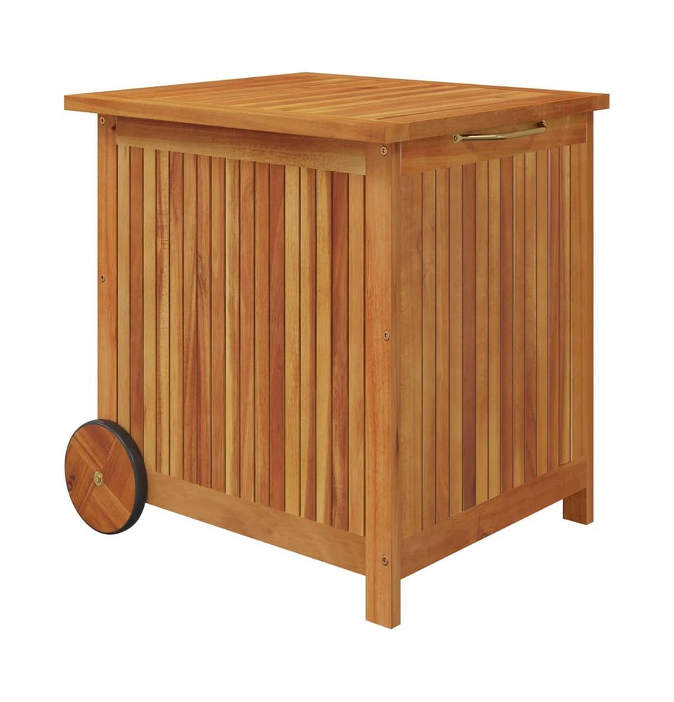 vidaXL Patio Storage Box with Wheels 23.6"x19.7"x22.8" Solid Wood Acacia