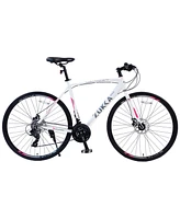 Simplie Fun 24 Speed Hybrid Bike Disc Brake 700C Road Bike For Men Women's City Bicycle