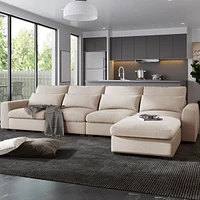 Streamdale Furniture Feather Filled L-Shape Convertible Sectional Sofa