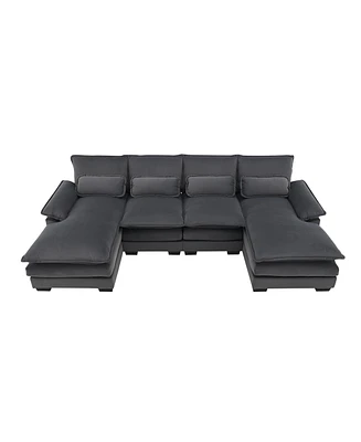 Simplie Fun Modern U-Shaped Sectional Sofa With Sleeper Couch And Chaise Lounge