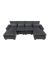 Simplie Fun Modern U-Shaped Sectional Sofa With Sleeper Couch And Chaise Lounge