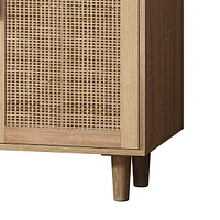 Streamdale Furniture 62.20" Elegant 4-Door Rattan Storage Cabinet for Any Room