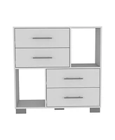 Simplie Fun Krista Dresser, Two Open Shelves, Four Drawers - White