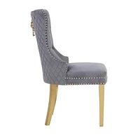 Simba Gold 2 Piece Dining Chair Finish With Velvet Fabric In Dark Gray