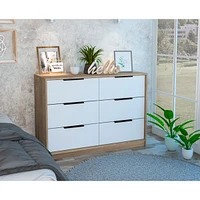 Longhill 6-Drawer Rectangle Dresser Pine