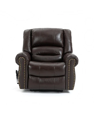 Simplie Fun Heavy Duty Leather Recliner with Heat & Massage