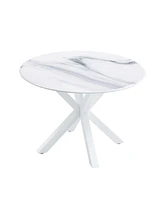 Simplie Fun 42.1" Mid-Century White Dining Table for 4-6 People