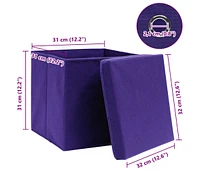 vidaXL Storage Boxes with Lids 4 pcs Purple 12.6"x12.6"x12.6" Fabric