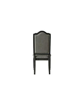 Simplie Fun House Beatrice Side Chair, Two Tone Beige Fabric & Charcoal Finish