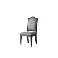 Simplie Fun House Beatrice Side Chair, Two Tone Beige Fabric & Charcoal Finish