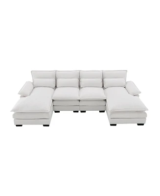 Simplie Fun 110" Modern U-Shaped Sectional Sofa With Sleeper Couch And Chaise Lounge