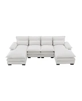 Simplie Fun 110" Modern U-Shaped Sectional Sofa With Sleeper Couch And Chaise Lounge