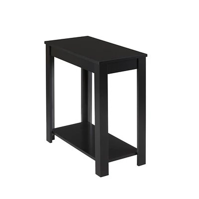 Simplie Fun Black finish wooden chairside table with open shelf