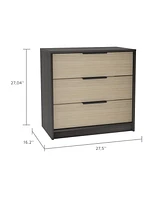 Streamdale Furniture Cannon 3-Drawer Rectangle Dresser Black Wengue And Light Oak