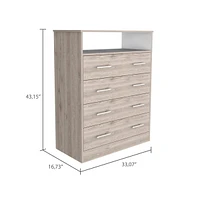 Dover 4-Drawer Rectangle Dresser Light