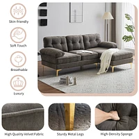 Streamdale Furniture 83" Modern Sectional Sofas Couches Velvet L Shaped Couches For Living Room, Bedroom