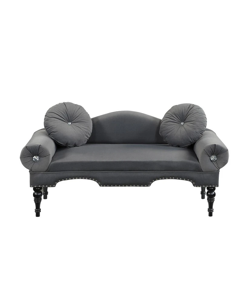 Simplie Fun Modern Grey Velvet Loveseat with Nailhead Trim & Wood Legs