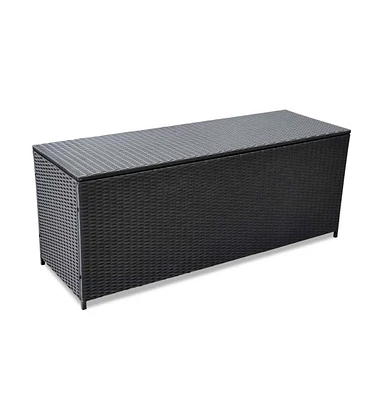 vidaXL Patio Storage Box Black 59"x19.7"x23.6" Poly Rattan