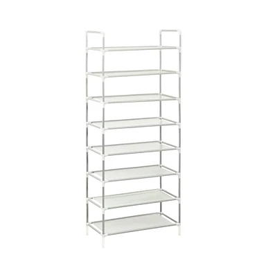 vidaXL Shoe Rack with 8 Shelves Metal and Non-woven Fabric Silver