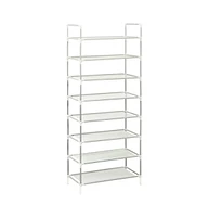 vidaXL Shoe Rack with 8 Shelves Metal and Non-woven Fabric Silver