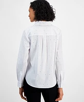 Bar Iii Women's Rhinestone Button-Up Shirt, Created for Macy's