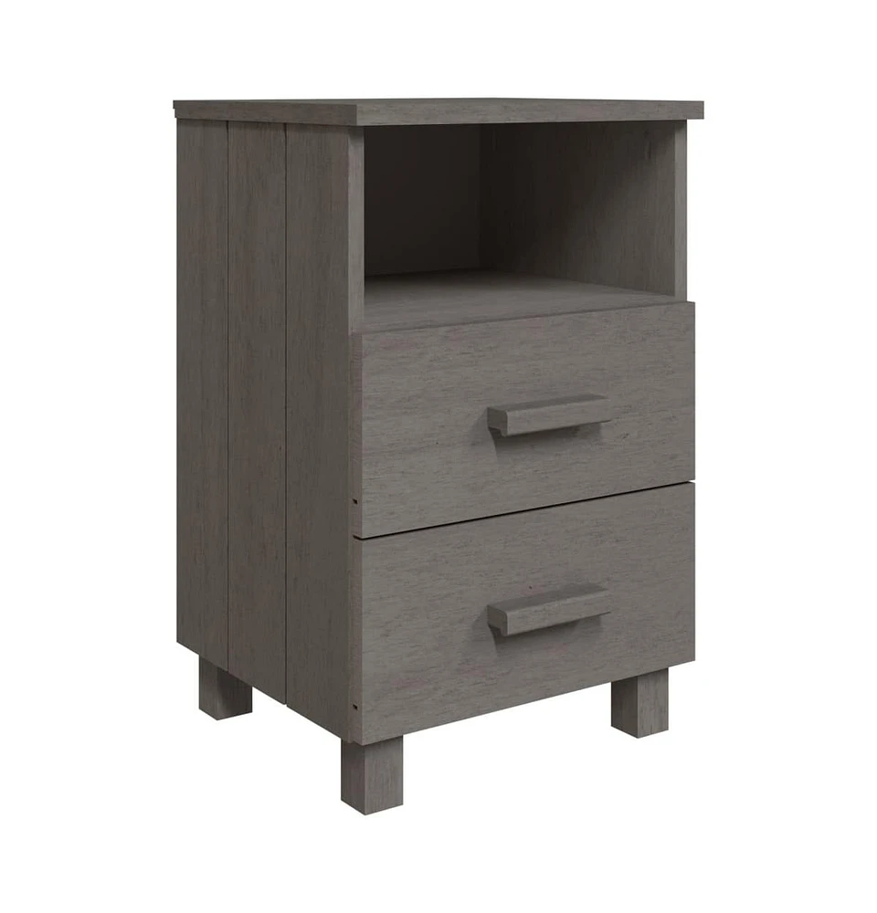 vidaXL Bedside Cabinet Hamar Light Gray 15.7"x13.8"x24.4" Solid Wood Pine