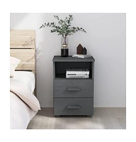 vidaXL Bedside Cabinet Hamar Dark Gray 15.7"x13.8"x24.4" Solid Wood Pine