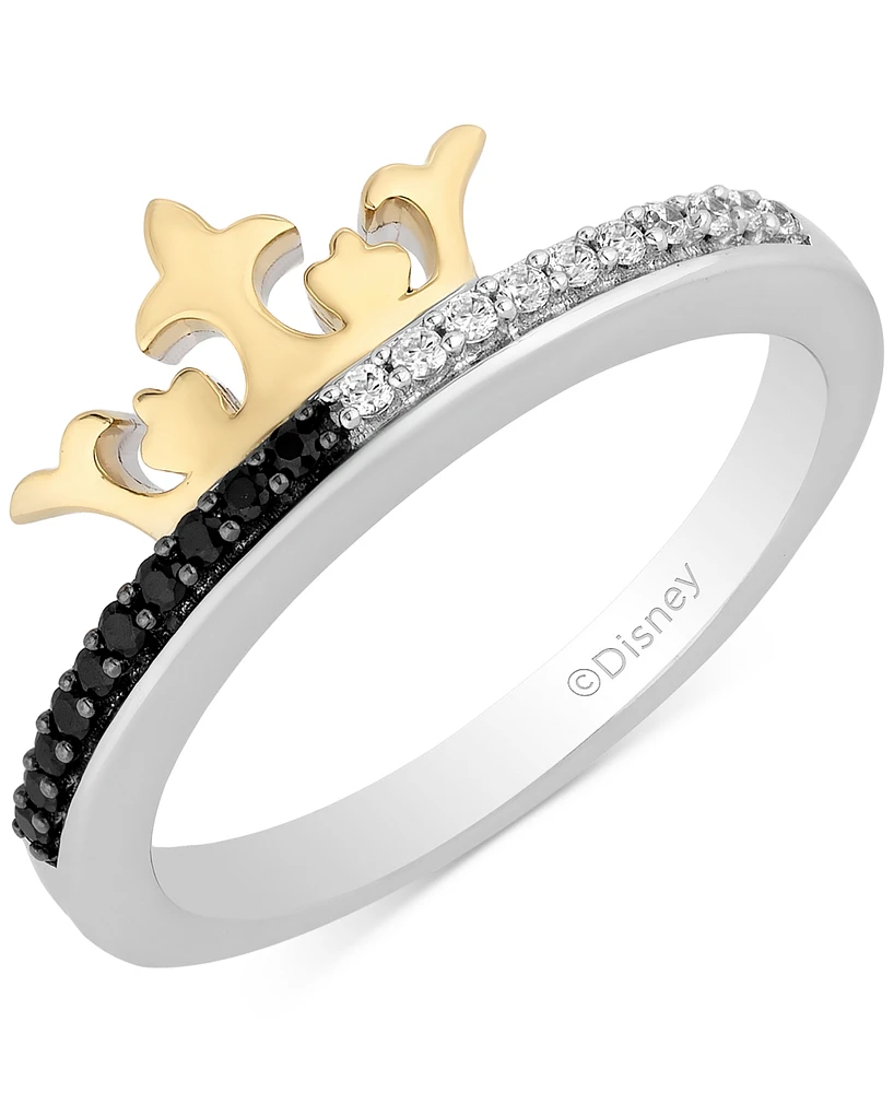 Black Diamond (1/10 ct. t.w.) & White Diamond (1/10 ct. t.w.) Cruella Ring in Sterling Silver & Gold-Plate - Sterling Silver  Gold