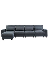 Streamdale Furniture Modern Large L-Shaped Feather Filled Sectional Sofa, Convertible Sofa Couch With Reversible Chaise