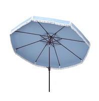 Safavieh Milan Fringe 9Ft Crank Outdoor Push Button Tilt Umbrella