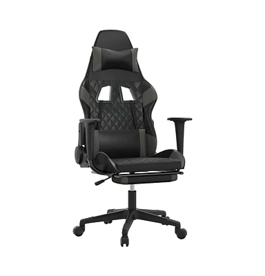 vidaXL Gaming Chair with Footrest Black and Gray Faux Leather