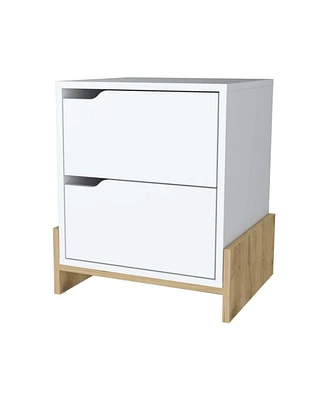 Simplie Fun Ralston 2-Drawer Nightstand In White And Macadamia